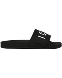 DSquared² - Logo-Print Open-Toe Slides - Lyst