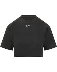 Off-White c/o Virgil Abloh - Off Stamp Rib Cropped T-Shirt - Lyst