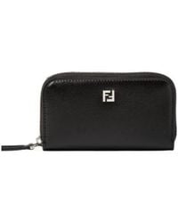 Fendi - Mini Ff Logo-Plaque Leather Wallet - Lyst