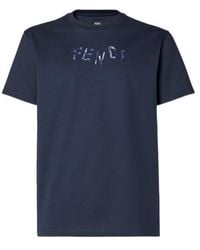 Fendi - Logo Embroidered Crewneck T-Shirt - Lyst