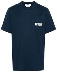 MSGM - Logo Printed Crewneck T-Shirt - Lyst