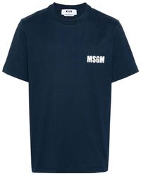 MSGM - Logo Printed Crewneck T-Shirt - Lyst