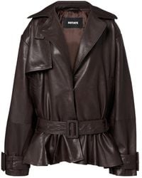 ROTATE BIRGER CHRISTENSEN - Belted Leather Biker Jacket - Lyst