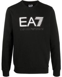 EA7 - Logo-Print Crew Neck Sweatshirt - Lyst