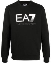 EA7 - Logo-Print Crew Neck Sweatshirt - Lyst