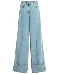 Lanvin - Wide-Leg Cuffed Denim Jeans - Lyst