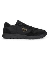 Prada - Triangle-Logo Lace-Up Sneakers - Lyst