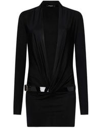 DSquared² - Deep-Cut Shiny Jersey Dress - Lyst