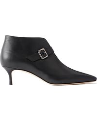 Manolo Blahnik - Mendiola 50 Buckled Leather Ankle Boots - Lyst