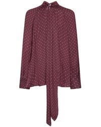 ROTATE BIRGER CHRISTENSEN - Dot Satin Bow Shirt Dark - Lyst