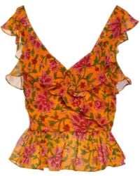 Veronica Beard - Floral Silk Top - Lyst