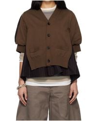 Sacai - Chalk Striped Knit Cardigan - Lyst