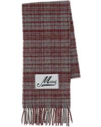 Marni - Checked Fringed Scarf - Lyst