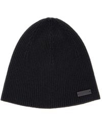 Saint Laurent - Logo Patch Ribbed Beanie - Lyst