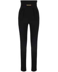 Elisabetta Franchi - Belt Detailed Slim Fit Trousers - Lyst