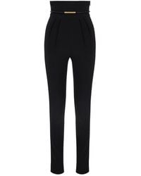 Elisabetta Franchi - Belt Detailed Slim Fit Trousers - Lyst
