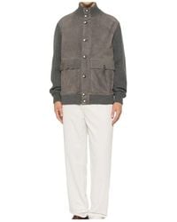 Brunello Cucinelli - Suede-Panel Ribbed Jacket - Lyst