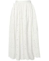 Erdem - Gathered Cotton-Blend Midi Skirt - Lyst