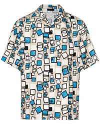 Prada - Geometric-Print Silk Twill Shirt - Lyst