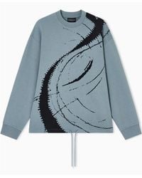 Emporio Armani - Cotton Flocked Sweatshirt - Lyst