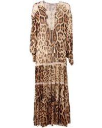 Ermanno Scervino - Leopard-Print Lace-Trimmed Maxi Dress - Lyst