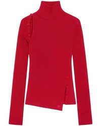 Courreges - Button-Embellished Ribbed Turtleneck Sweater - Lyst