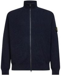Stone Island - Ribbed Stand-Up Collar Cardigan - Lyst