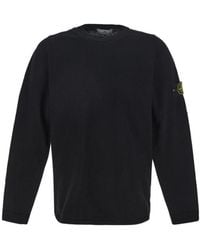 Stone Island - Logo Patch Crewneck Knitted Jumper - Lyst