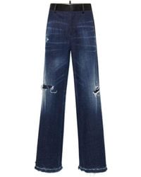 DSquared² - Distressed Wide-Leg Jeans - Lyst