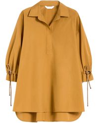 Max Mara - Cotton Poplin Drawstring Blouse - Lyst