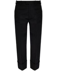 Bottega Veneta - Pleated Front Cropped Trousers - Lyst