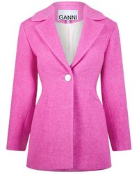 Ganni - Slim-Fit Suit Jacket - Lyst