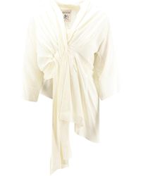 Semicouture - V-Neck Pleated Blouse - Lyst