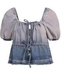 Ganni - Denim Short-Sleeved Top - Lyst