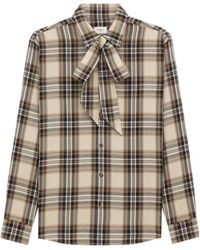 Saint Laurent - Tie-Detailed Checkered Shirt - Lyst
