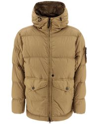 Stone Island - Logo Patch Hooded Puffer Jacket - Lyst
