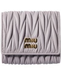 Miu Miu - Matelassé Logo-Lettering Wallet - Lyst