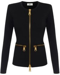 Elisabetta Franchi - Knit Zip Cardigan - Lyst