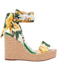Dolce & Gabbana - Floral Printed Ankle Strap Sandals - Lyst