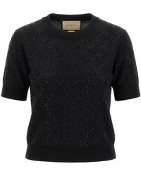 Gucci - Fine Wool Gg Crystal Top - Lyst