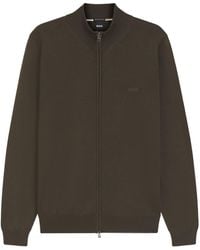 BOSS - Boss Logo Embroidered Zipped Knit Cardigan - Lyst