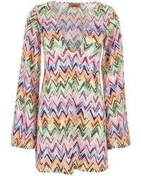 Missoni - Long Sleeved All Over Zigzag Dress - Lyst