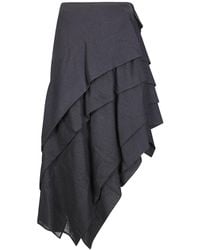 Yohji Yamamoto - Tucked Stitch Design Wool Skirt - Lyst