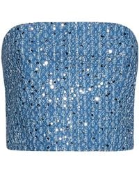 ROTATE BIRGER CHRISTENSEN - Sequin-Embellished Denim Corset Top - Lyst