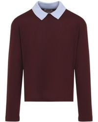 Jil Sander - Contrast Collar Knit Polo Shirt - Lyst