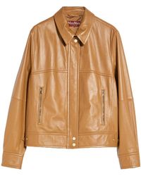 Max Mara - Shirt Collar Leather Jacket - Lyst