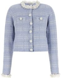 Self-Portrait - Check Knit Jacket - Lyst