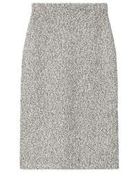 Tory Burch - Elastic Waistband Tweed Midi Skirt - Lyst