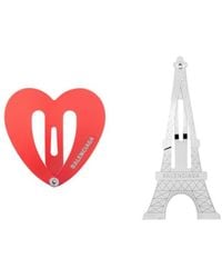 Balenciaga - Set Of Two Bazaar Paris Heart Snap Hair Clips - Lyst