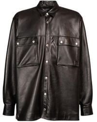 Balmain - Front Pocket Leather Overshirt - Lyst
